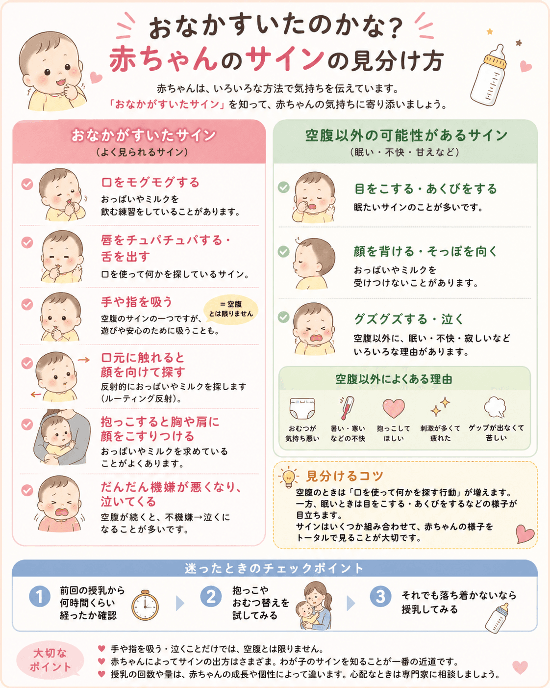 おなかすいたのかな?赤ちゃんのサインの見分け方