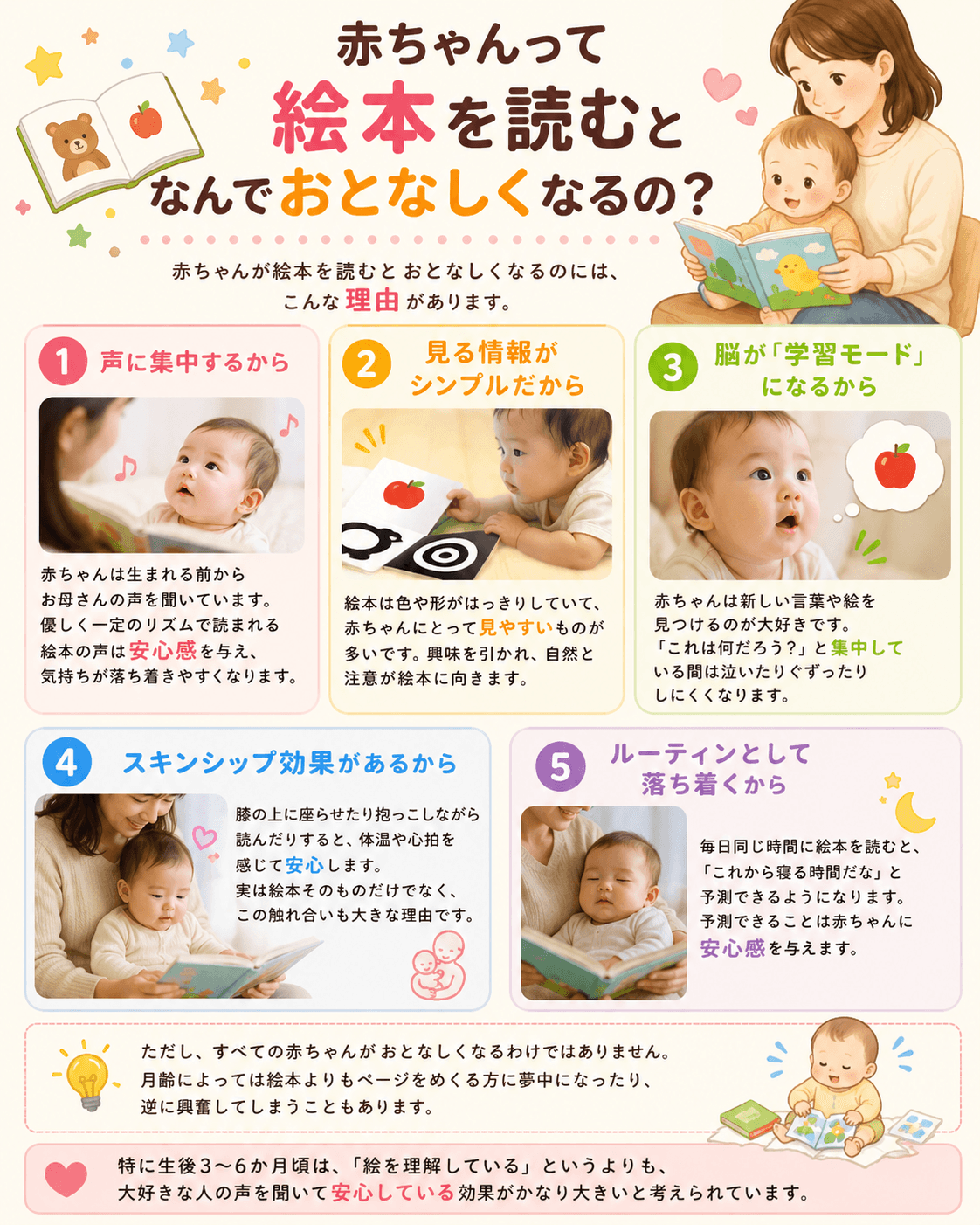 赤ちゃんって絵本を読むとなんでおとなしくなるの?