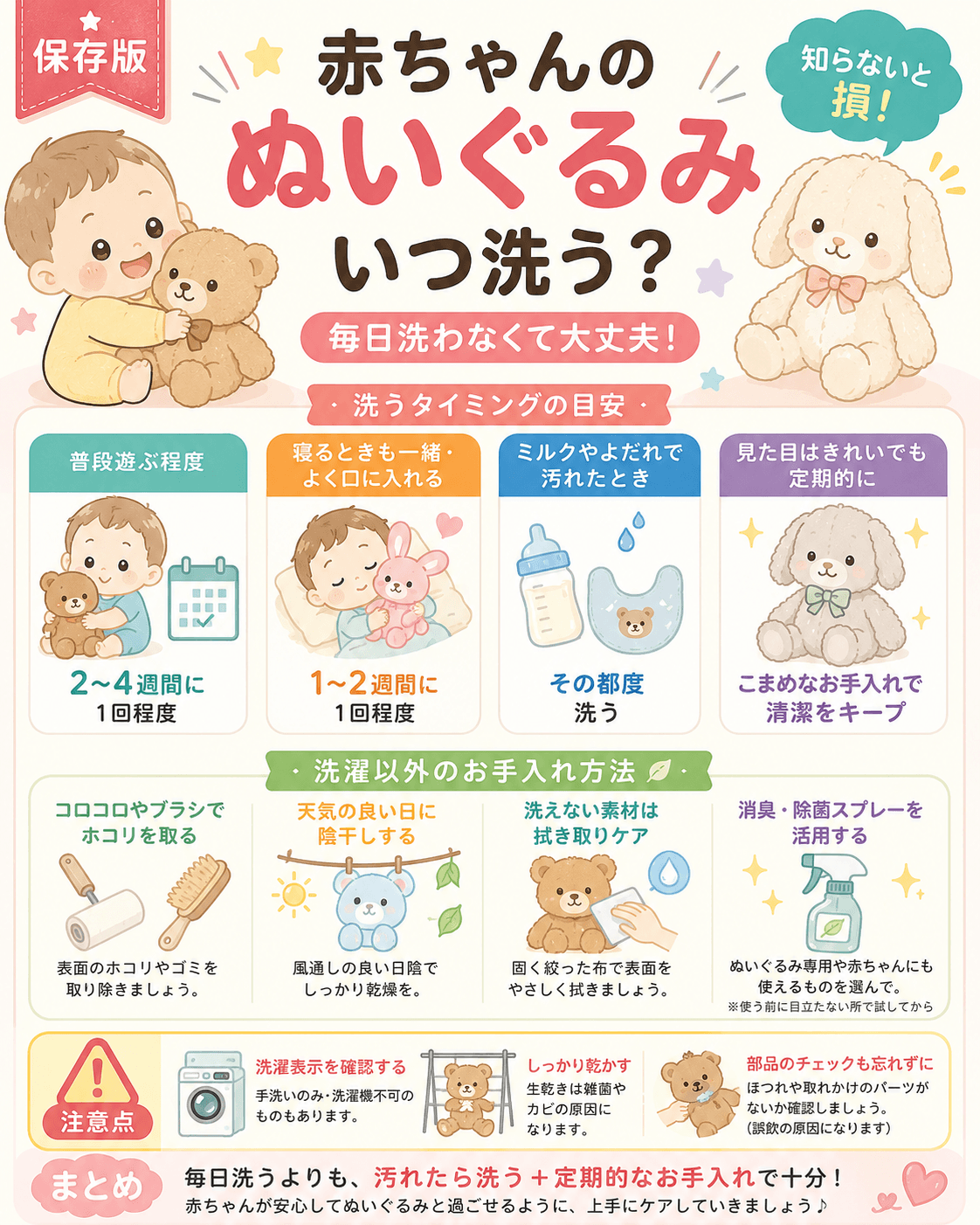 赤ちゃんのぬいぐるみいつ洗う?